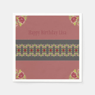 Rosy Pink Floral Napkin