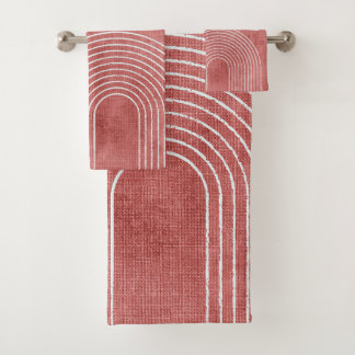 Rosy Pink Minimalist Bath Towel Set