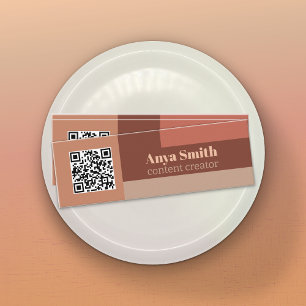 Rosy Pink & Neutrals QR Code - Content Creator Mini Business Card