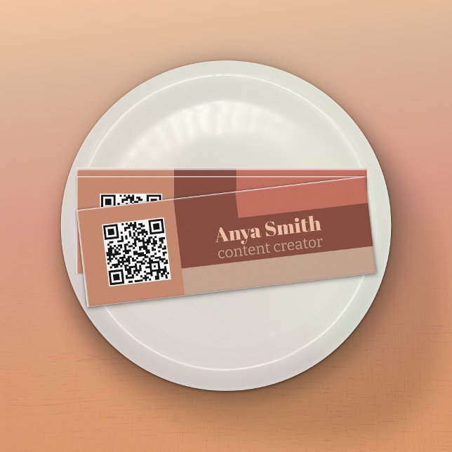 Rosy Pink & Neutrals QR Code - Content Creator Mini Business Card (Creator Uploaded)