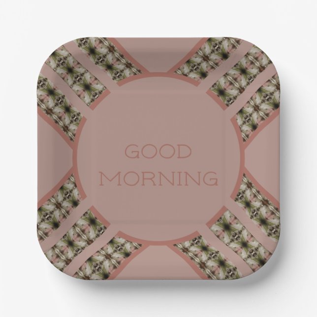 Rosy Pink Patterned Paper Plate (Front)