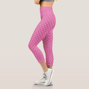 Rosy Pink with white dots Capri Leggings