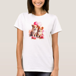 Rosy Puppy Love Watercolor T-Shirt