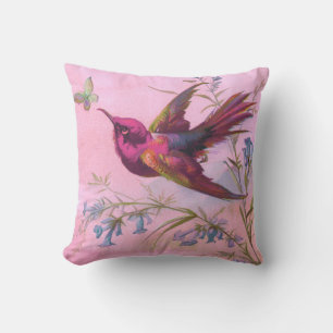 Rosy Red Hummingbird Cushion