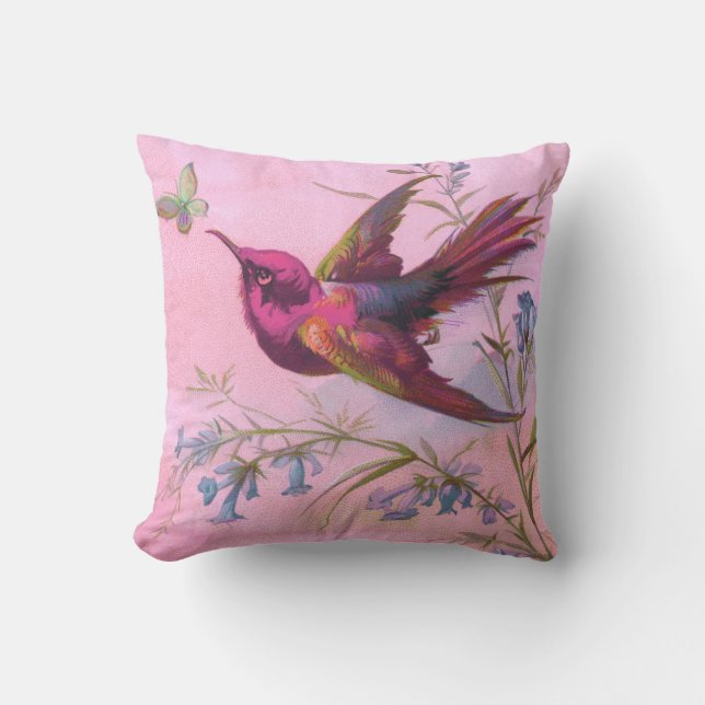 Rosy Red Hummingbird Cushion (Front)