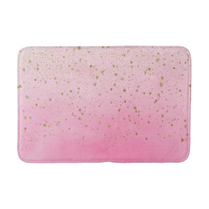 Rosy Rose Pink & Gold Glitter Glam Sparkly Chic Bath Mat