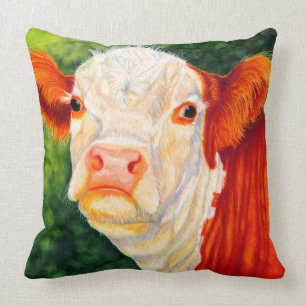 Rosy The Happy Hereford Heifer Cow Pillow