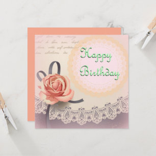 Rosy Vintage Birthday Card