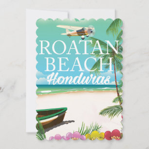 Rotan Beach Honduras vintage travel poster
