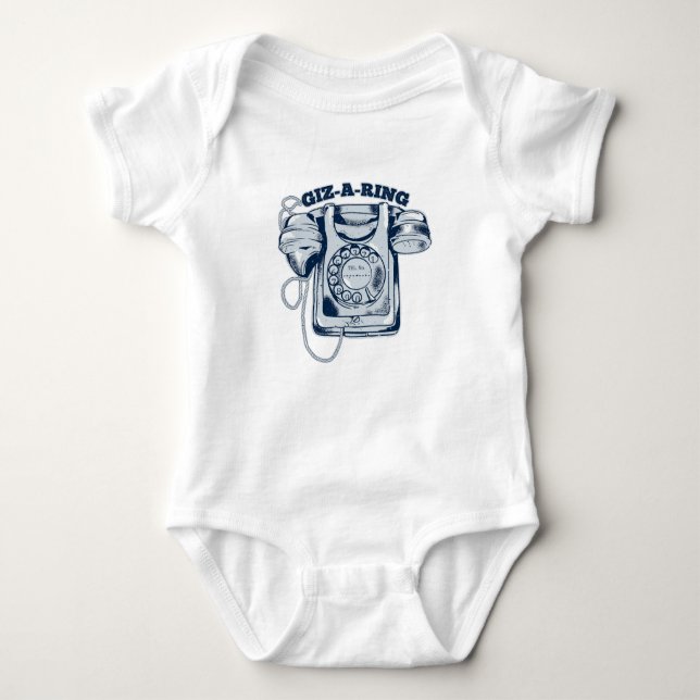 Rotary dial telephone Blue Baby Bodysuit (Front)