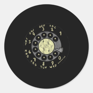 Rotary Dial Vintage Old Phones Numbers Classic Round Sticker