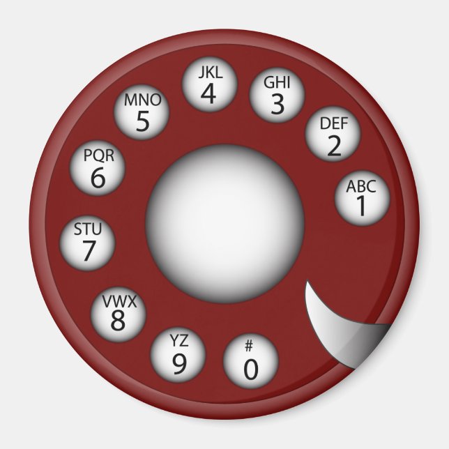 Rotary Phone Dial (Red) Magnet (Front)