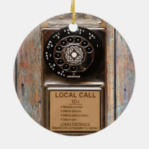 rotary telephone antique rugged pay phone ceramic ornament
