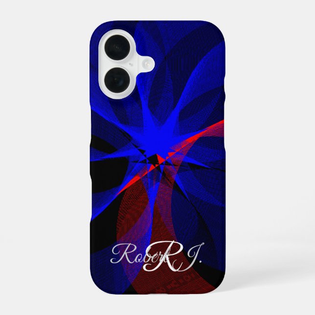 Rotating Blue Accent Geometric iPhone 16 Case (Back)