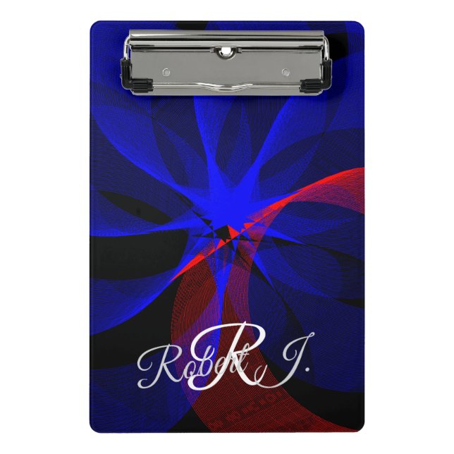 Rotating Blue Accent Geometric Mini Clipboard (Front)