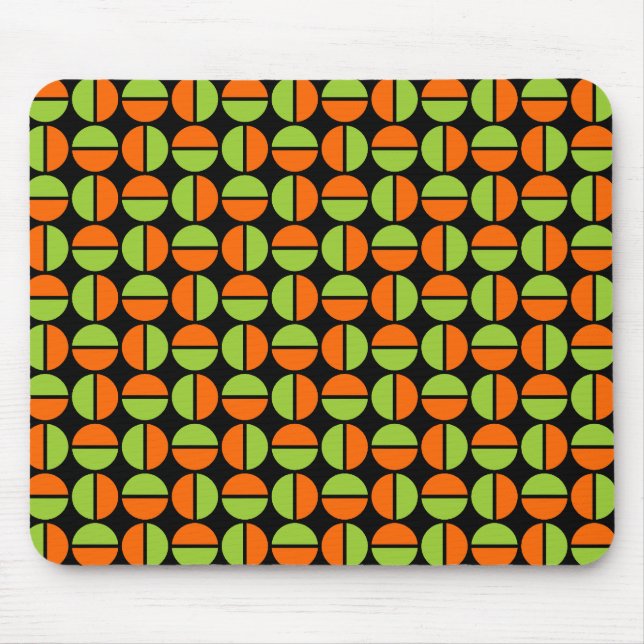 Rotating Circles - Green and Orange on Black Mouse Pad (Front)