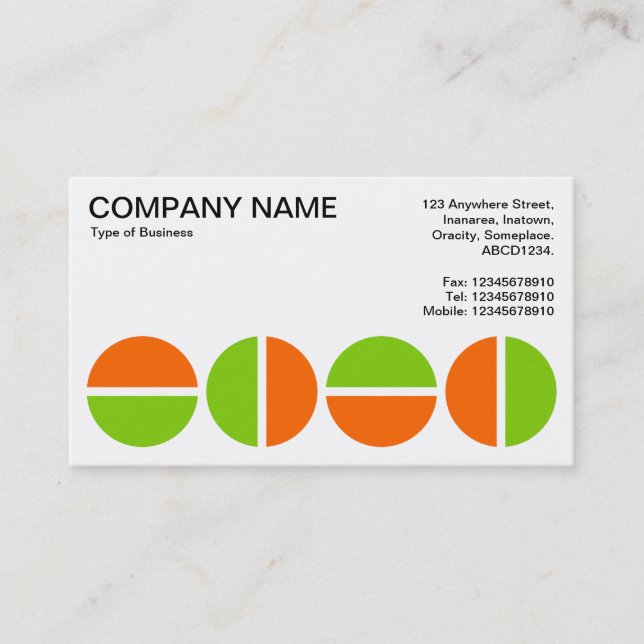 Rotating Circles - Orange and Green Business Card (Front)