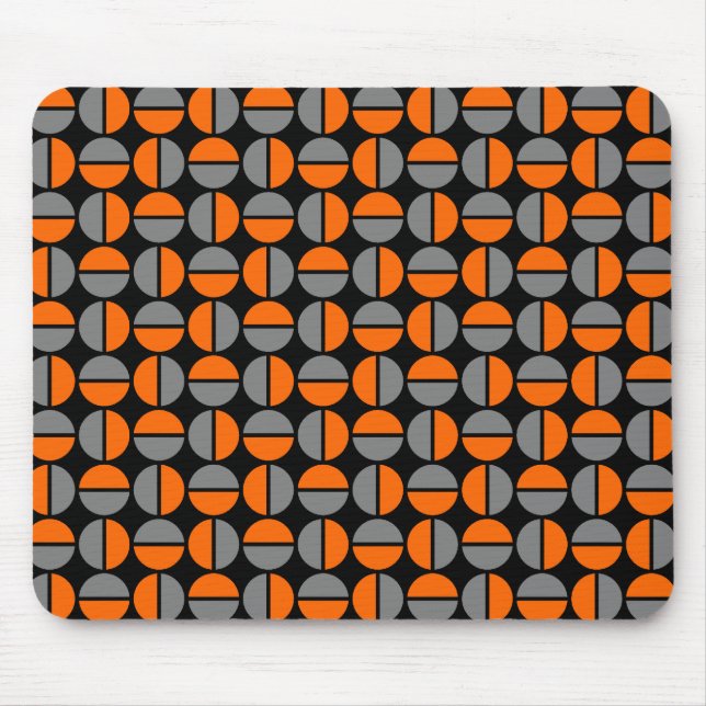 Rotating Circles - Orange and Grey on Black Mouse Pad (Front)