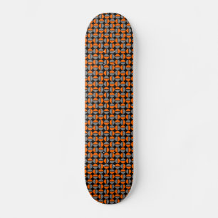 Rotating Circles - Orange and Grey on Black Skateboard