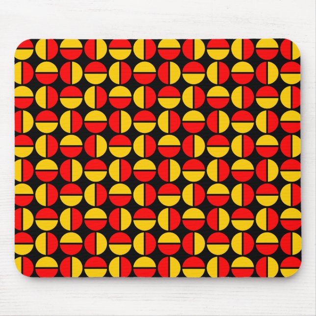 Rotating Circles - Red and Amber on Black Mouse Pad (Front)