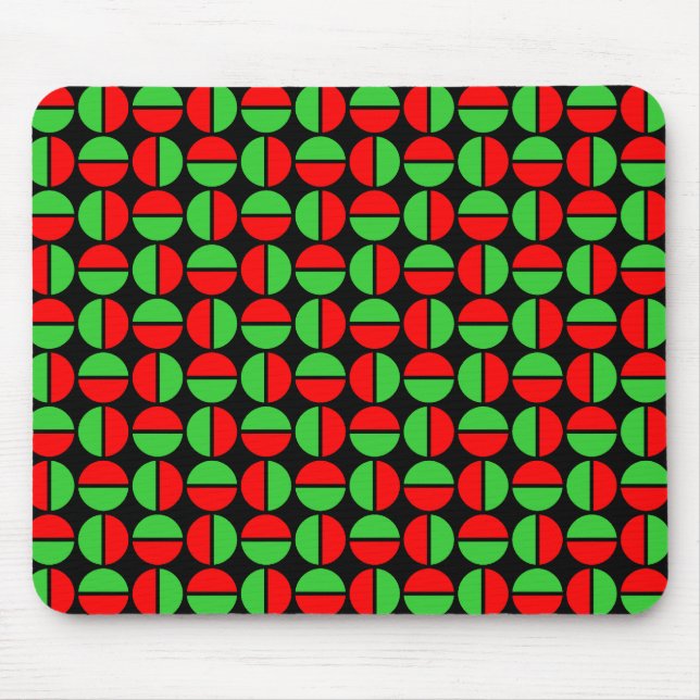 Rotating Circles - Red and Green on Black Mouse Pad (Front)