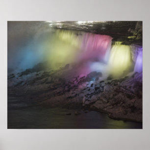 Rotating colored light display on American Falls Poster