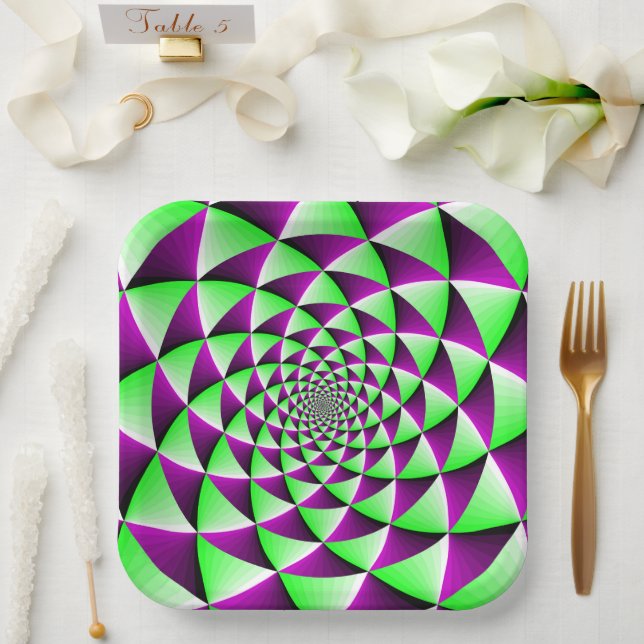 Rotating optical illusion effect paper plate (Wedding)