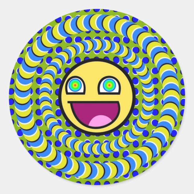 Rotating Rings Optical Illusion Classic Round Sticker (Front)
