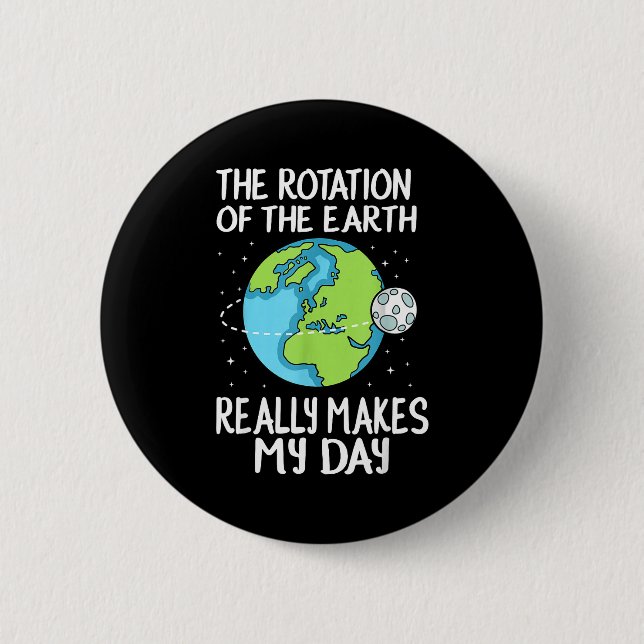 Rotation Of The Earth Makes My Day Funny Science  6 Cm Round Badge (Front)