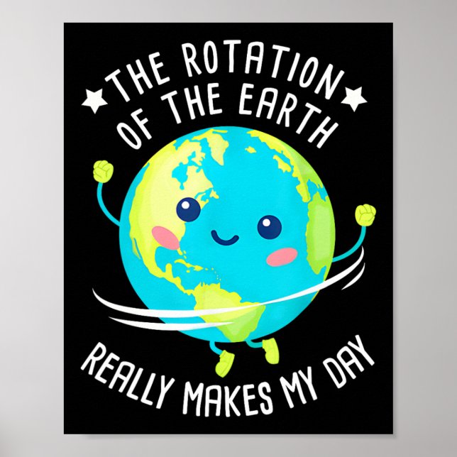 Rotation Of The Earth Makes My Day Funny Science W Poster (Front)