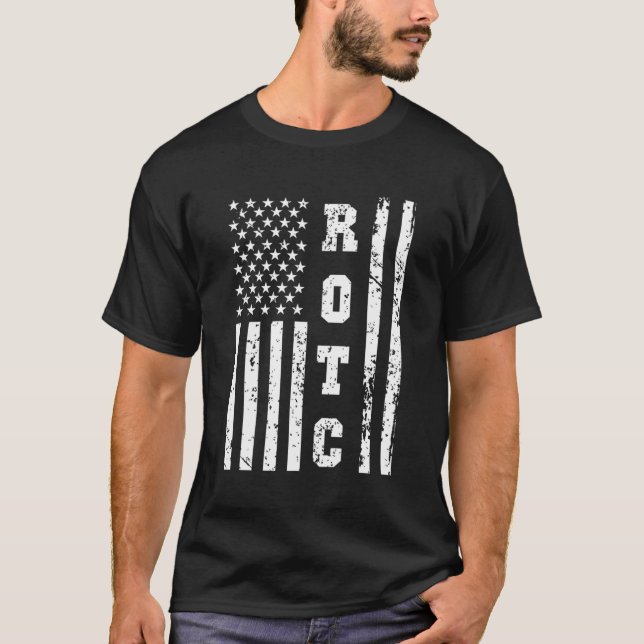 Rotc United States Rot Corps W Us Flag T-Shirt (Front)