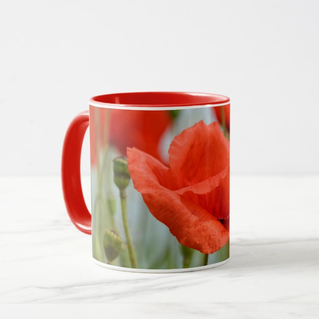 Rote Mohnblumen Mug (Front Left)