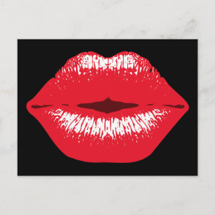 roter Kussmund Lippenstiftabdruck Grußkarte Postcard