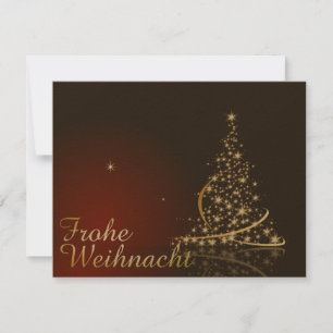 Rotes Weihnachtsmotiv mit goldenem Weihnachtsbaum Invitation