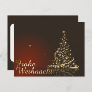 Rotes Weihnachtsmotiv mit goldenem Weihnachtsbaum Invitation