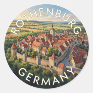 Rothenburg Germany Mediaeval Walled Town Classic Round Sticker