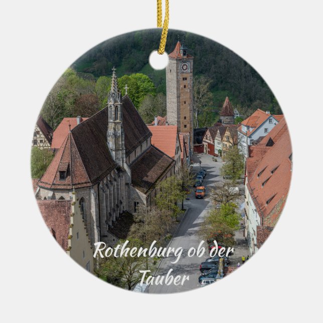Rothenburg ob der tauber old town from above ceramic ornament (Front)