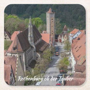 Rothenburg ob der tauber old town from above square paper coaster