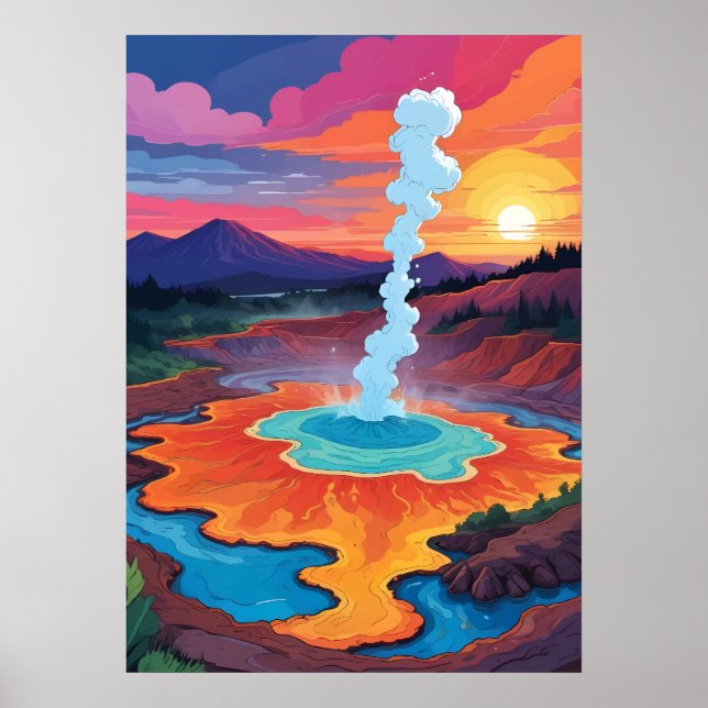 Rotorua Geothermal Landscape Poster (Front)