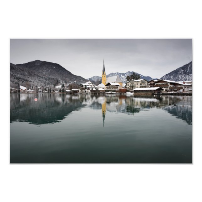 Rottach-Egern at the Tegernsee, Bavaria in winter Photo Print (Front)