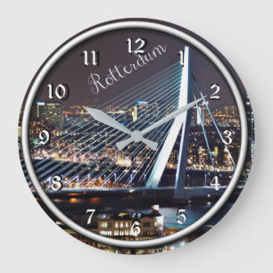 Rotterdam at night cityscape photograph large clock