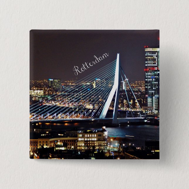 Rotterdam Cityscape 15 Cm Square Badge (Front)