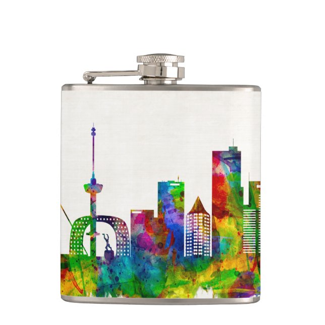 Rotterdam Netherlands Skyline Hip Flask (Front)