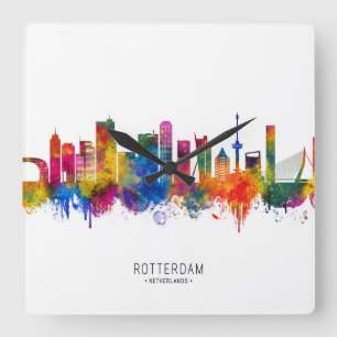 Rotterdam Netherlands Skyline Square Wall Clock
