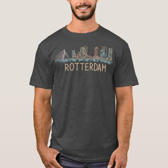 Rotterdam Netherlands Unique Hand Drawn Art Gift T-Shirt (Front)