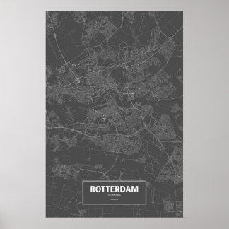 Rotterdam, Netherlands (white on black) Poster