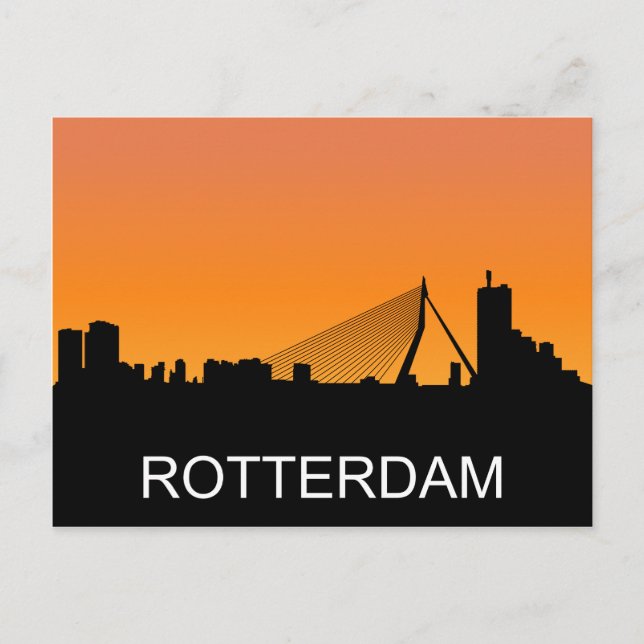 Rotterdam silhouette, summer sunset illustration postcard (Front)