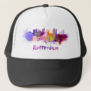Rotterdam skyline in watercolor trucker hat