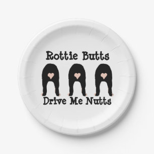 Rottie Butts Paper Plate