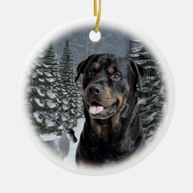 Rottie Christmas Ornament (Front)